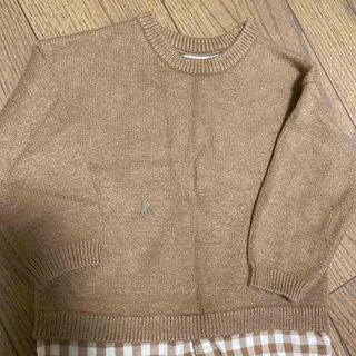 ザラキッズ(ZARA KIDS)のZARA KIDS 子供 ザラ ニット チェック 80cm 90cm ブラウン(ニット)