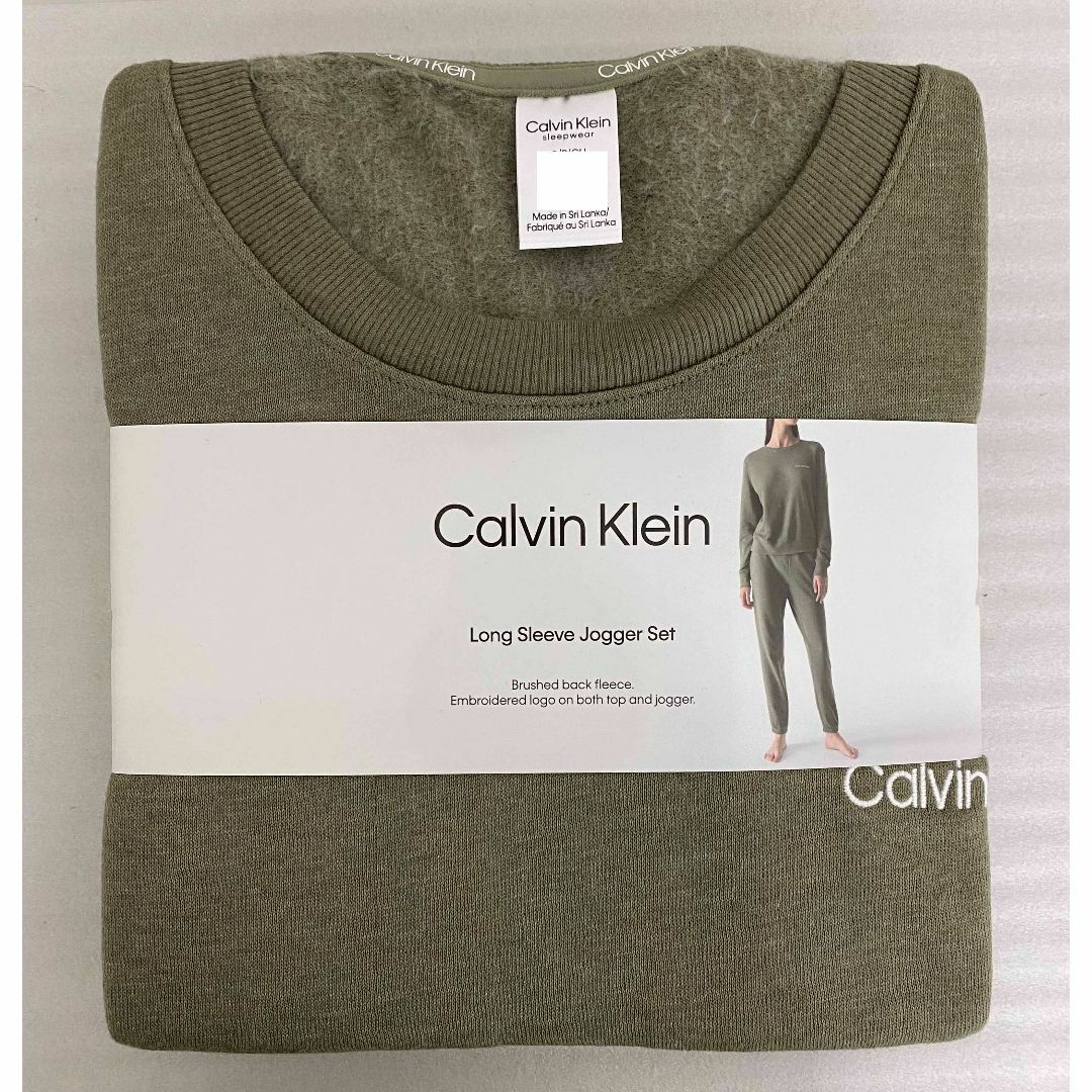 Calvin Klein(カルバンクライン)の新品 M ★ カルバンクライン 長袖 パジャマ 上下 セット カーキ US-S レディースのルームウェア/パジャマ(パジャマ)の商品写真