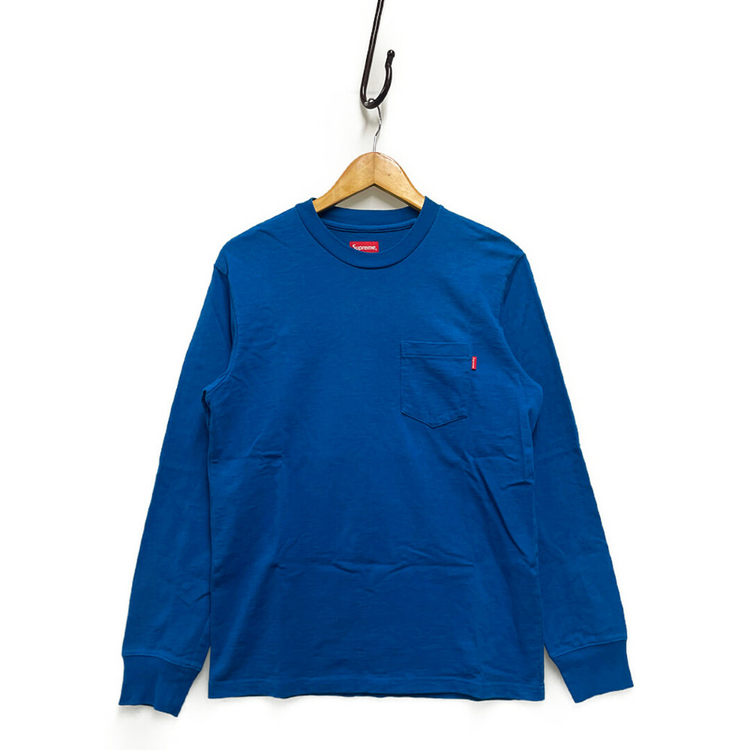 約45cm着丈SUPREME シュプリーム L/S Pocket Tee ポケット付き ロング 長袖Ｔシャツ ブルー系 サイズS 正規品 / B4362