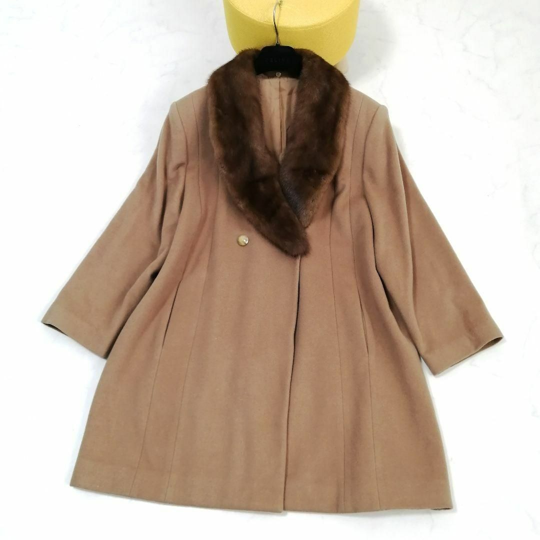 極美品✨ コート カシミヤ100 ミンクファー 最高級 フレア Aライン L