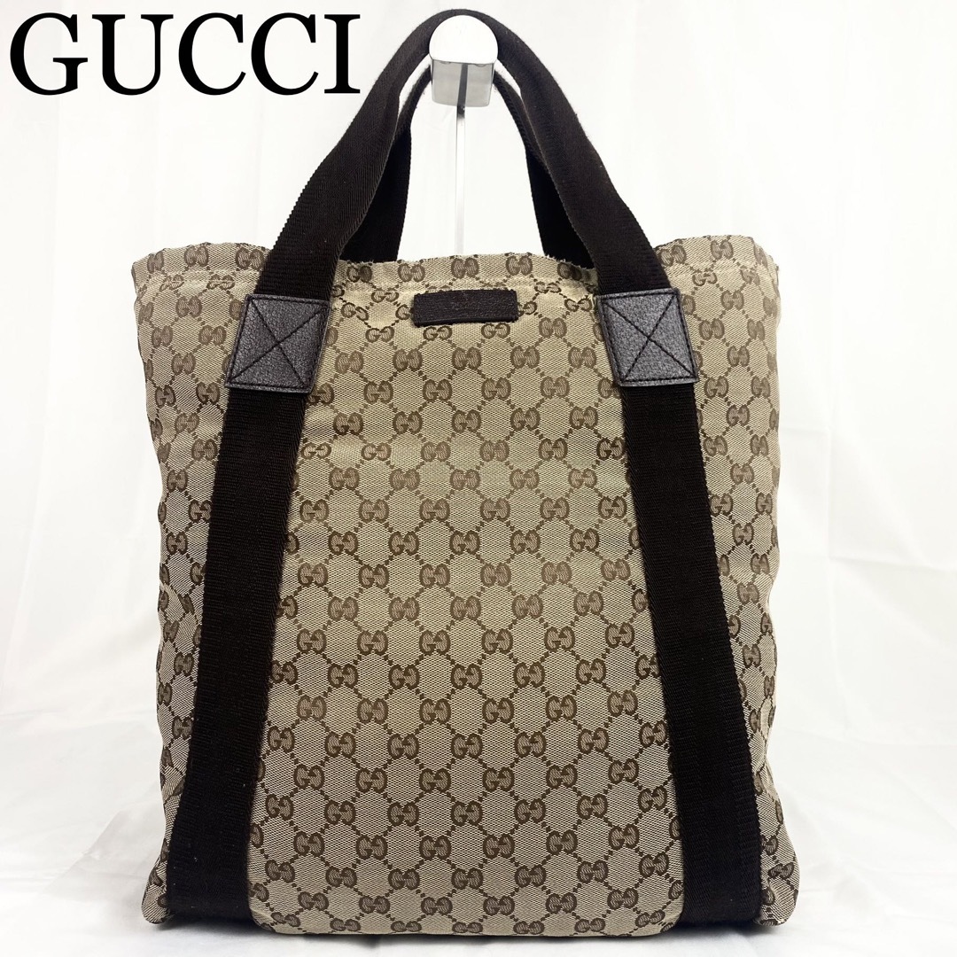 Gucci - GUCCI トートバッグ GG柄 キャンバス×レザー A4収納可能