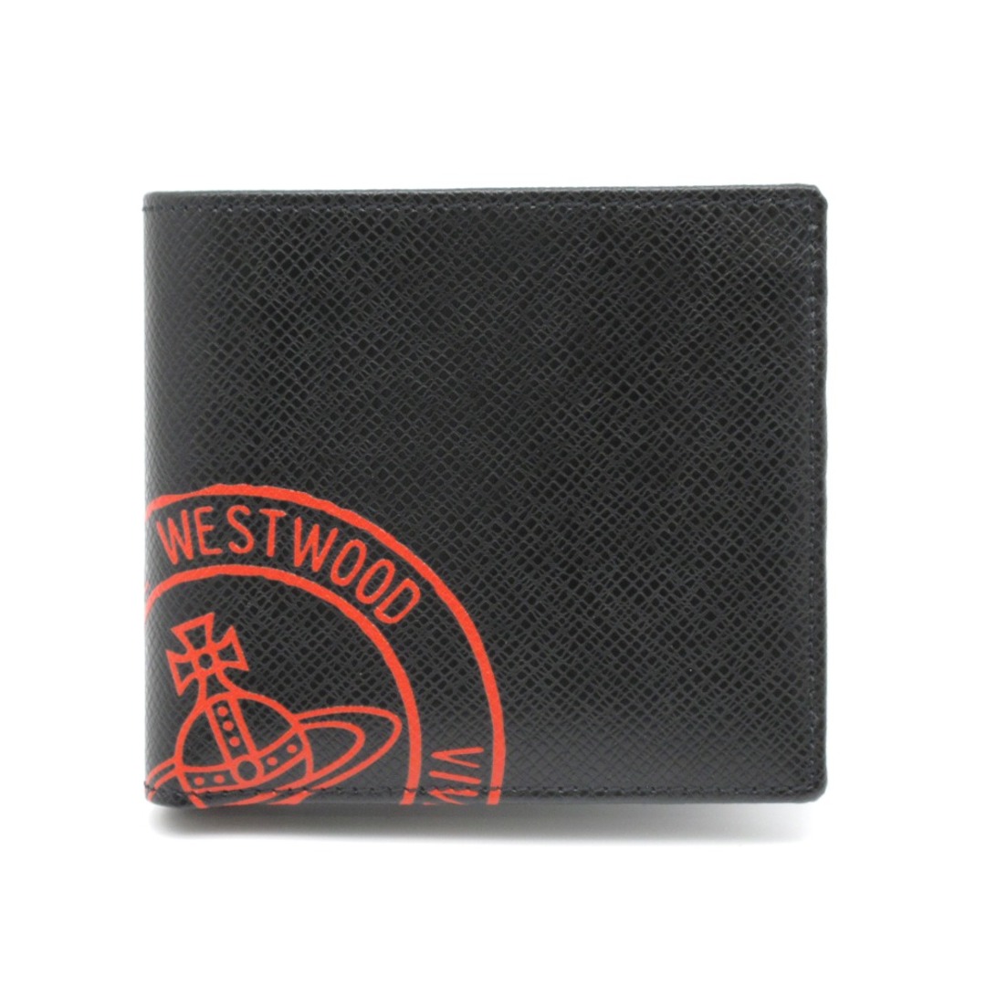 Vivienne Westwood (ヴィヴィアン・ウエストウッド) 二つ折り財布 ウォレット KENT オーブ ロゴ レザー ブラック レッド 箱付き 51010016 未使用品