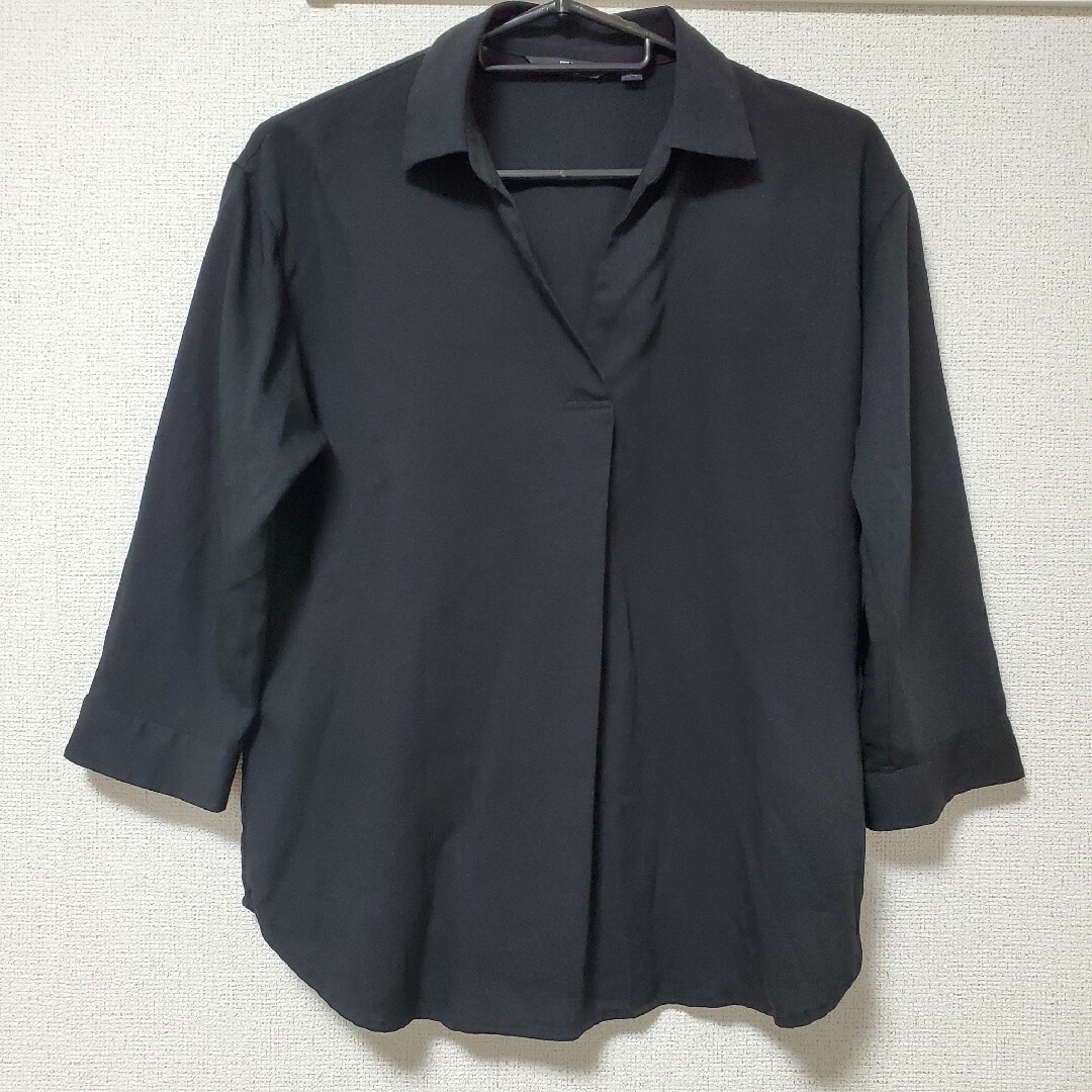 UNIQLO(ユニクロ)のユニクロ　七分カッターシャツ　ブラックSサイズ レディースのトップス(シャツ/ブラウス(長袖/七分))の商品写真