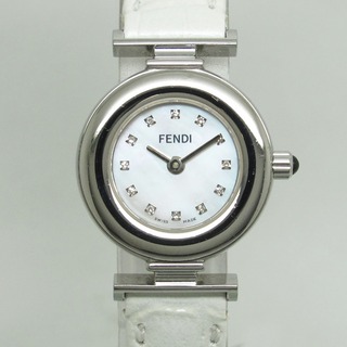 【新品電池】フェンディ シェル文字盤 スクエア クアドロ 腕時計 ダイヤ12P