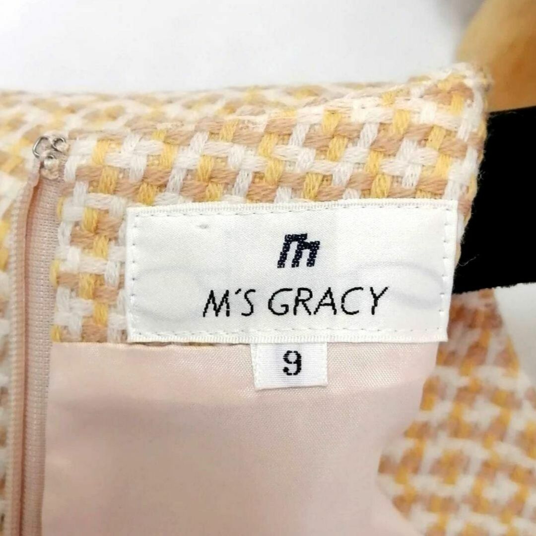 M'S GRACY(エムズグレイシー)の新品タグ付✨ エムズグレイシー　膝丈ワンピース　ツイード　上品　大人可愛い　9 レディースのワンピース(ひざ丈ワンピース)の商品写真