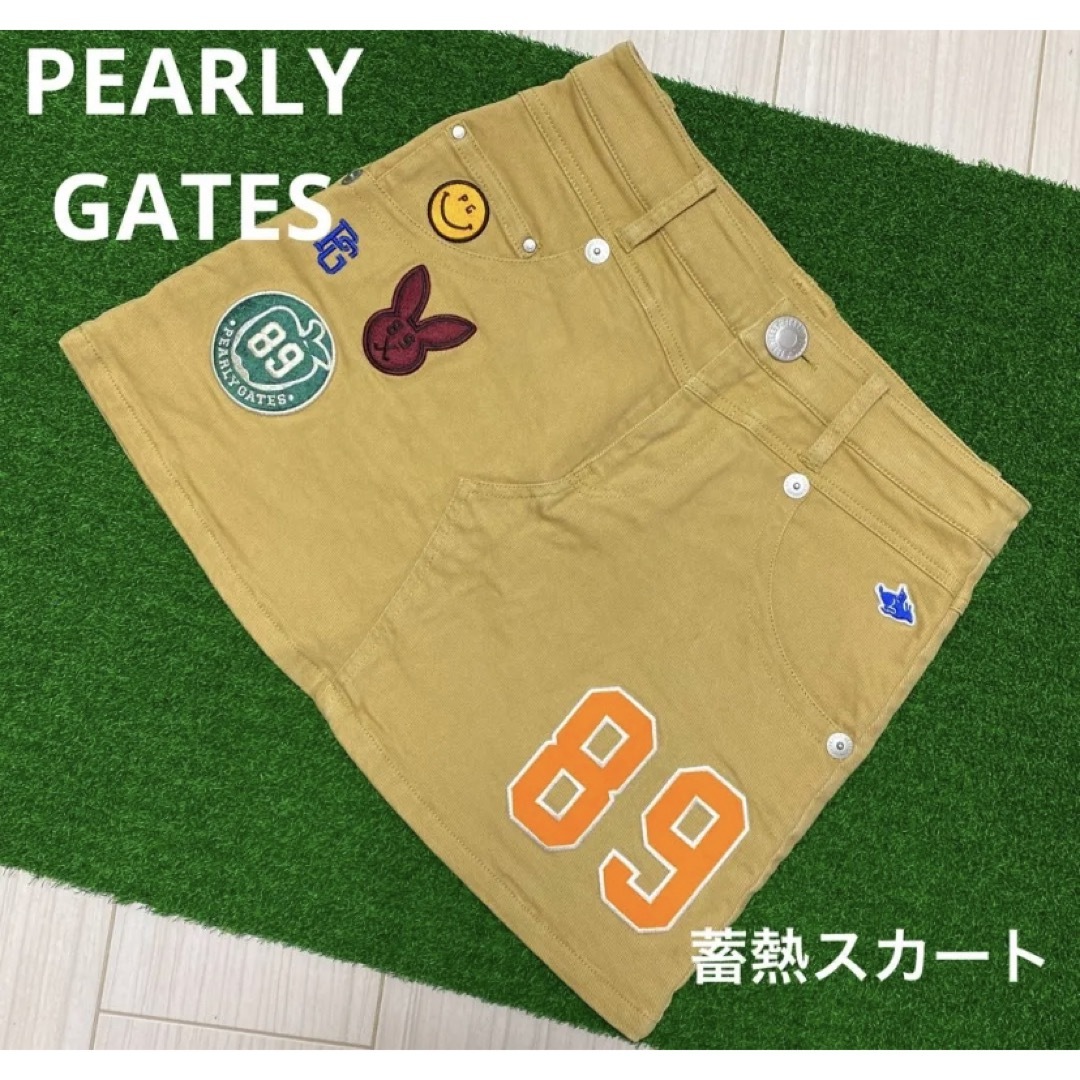 PEARLY GATES(パーリーゲイツ)のパーリーゲイツ　ニコちゃんワッペン　蓄熱 スカート　0サイズ スポーツ/アウトドアのゴルフ(ウエア)の商品写真