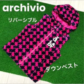 アルチビオ(archivio)のアルチビオ  リバーシブル ダウンベスト　千鳥柄　サイズ36(ウエア)