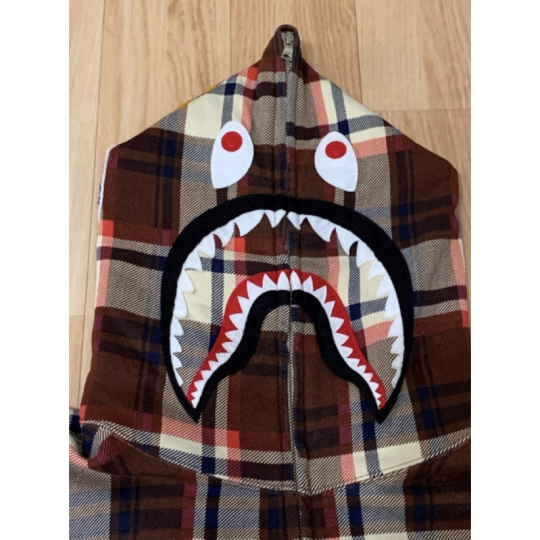 BAPE チェック シャークパーカー【XXL】