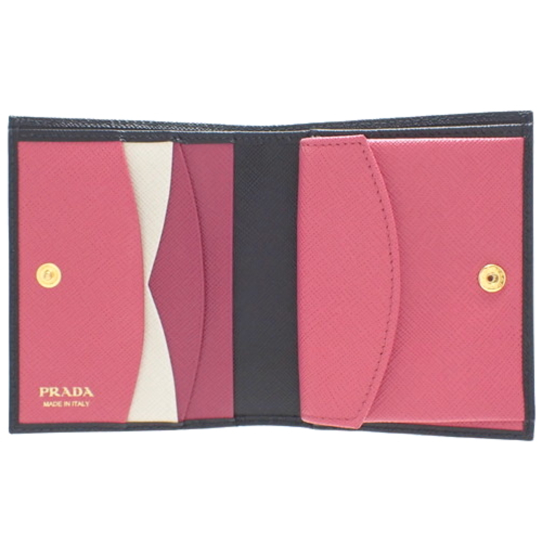 極美品✨PRADA 折り財布 サフィアーノ コンパクトウォレット ゴールドロゴ