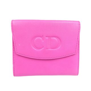 クリスチャンディオール(Christian Dior)の新品同様 クリスチャンディオール レザー ゴールド金具 ピンク Wホック 財布 0044【中古】Christian Dior(財布)