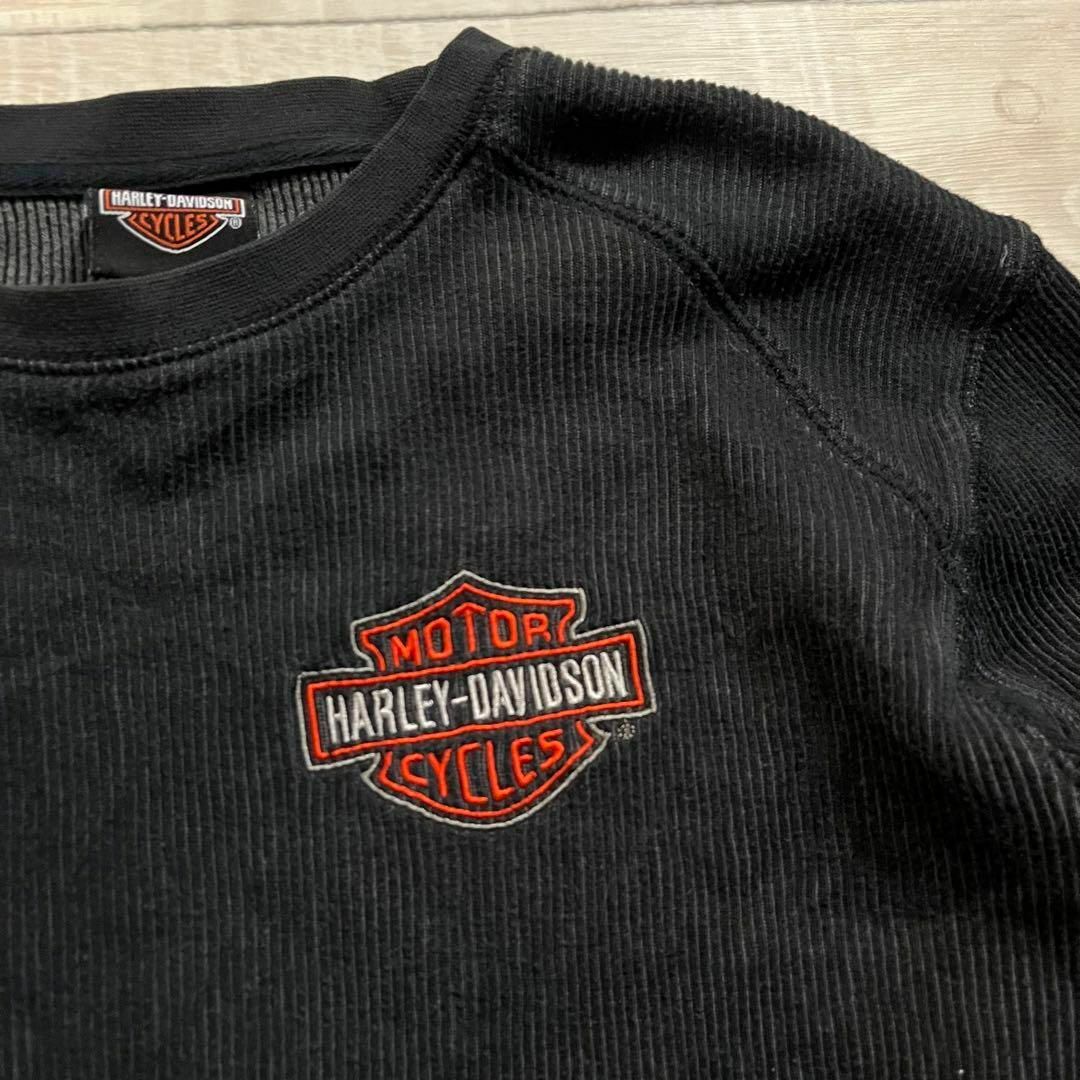 Harley Davidson(ハーレーダビッドソン)のハーレーダビッドソン 長袖Ｔシャツ ロンＴ 炭黒 ロゴ刺繍 メンズのトップス(Tシャツ/カットソー(七分/長袖))の商品写真