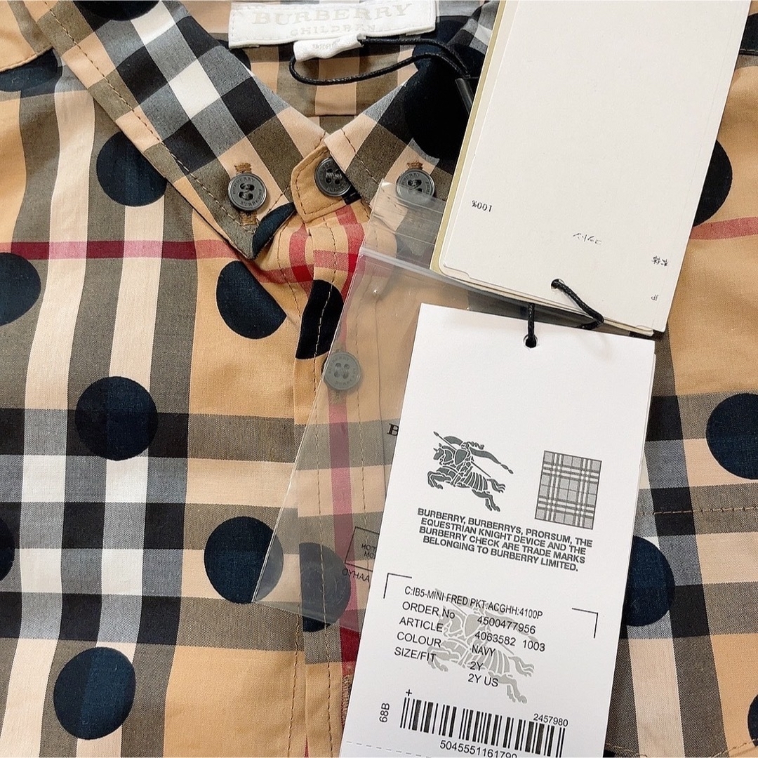 BURBERRY(バーバリー)のバーバリーチルドレンズ　ポルカドット　長袖シャツ　90㎝ キッズ/ベビー/マタニティのキッズ服男の子用(90cm~)(ブラウス)の商品写真