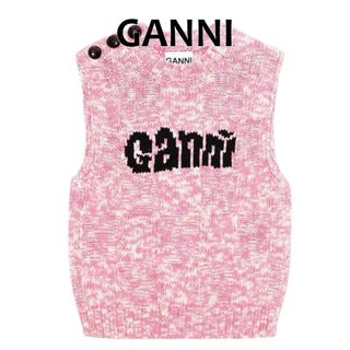 新品未使用】 GANNI ロゴベスト ニット Sサイズの通販 by Drew ...