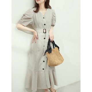 ナチュラルクチュール(natural couture)の★ume様専用★ベルト付き綿麻べっ甲釦ワンピース(ロングワンピース/マキシワンピース)