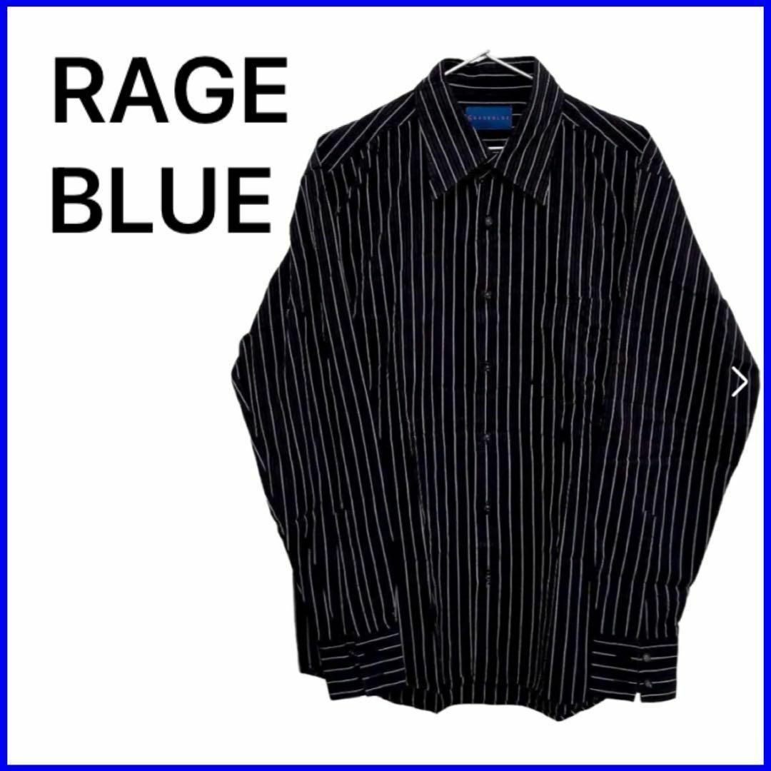 RAGE BLUE レイジーブルー Mサイズ 黒 白 茶 ストライプ メンズのトップス(シャツ)の商品写真