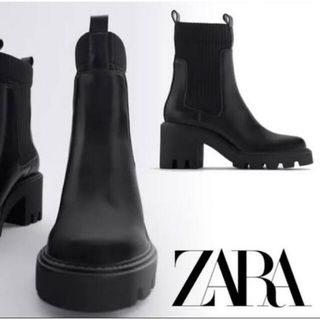 ザラ(ZARA)のZARA 人気　トラックソール　ショートブーツ　ソックスブーツ風(ブーツ)