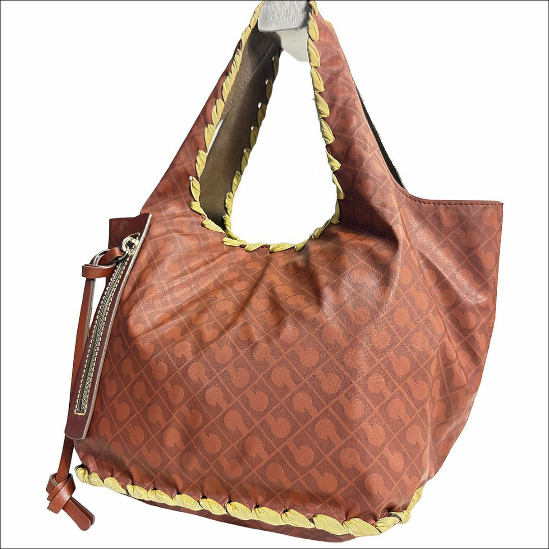 美品】ゲラルディーニ GHERARDINI ハンドバッグ ブラウン 総柄-