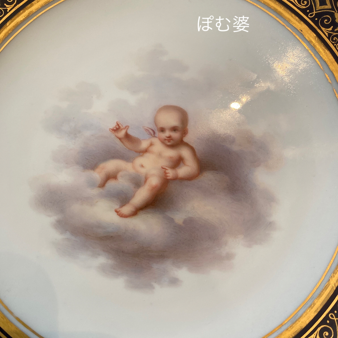 MEISSEN - ☆御専用【古マイセン】コバルト金彩金盛 透かし皿
