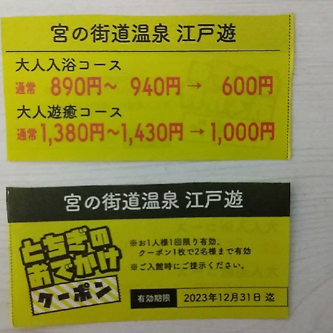 江戸遊　クーポン　2枚 チケットの施設利用券(その他)の商品写真