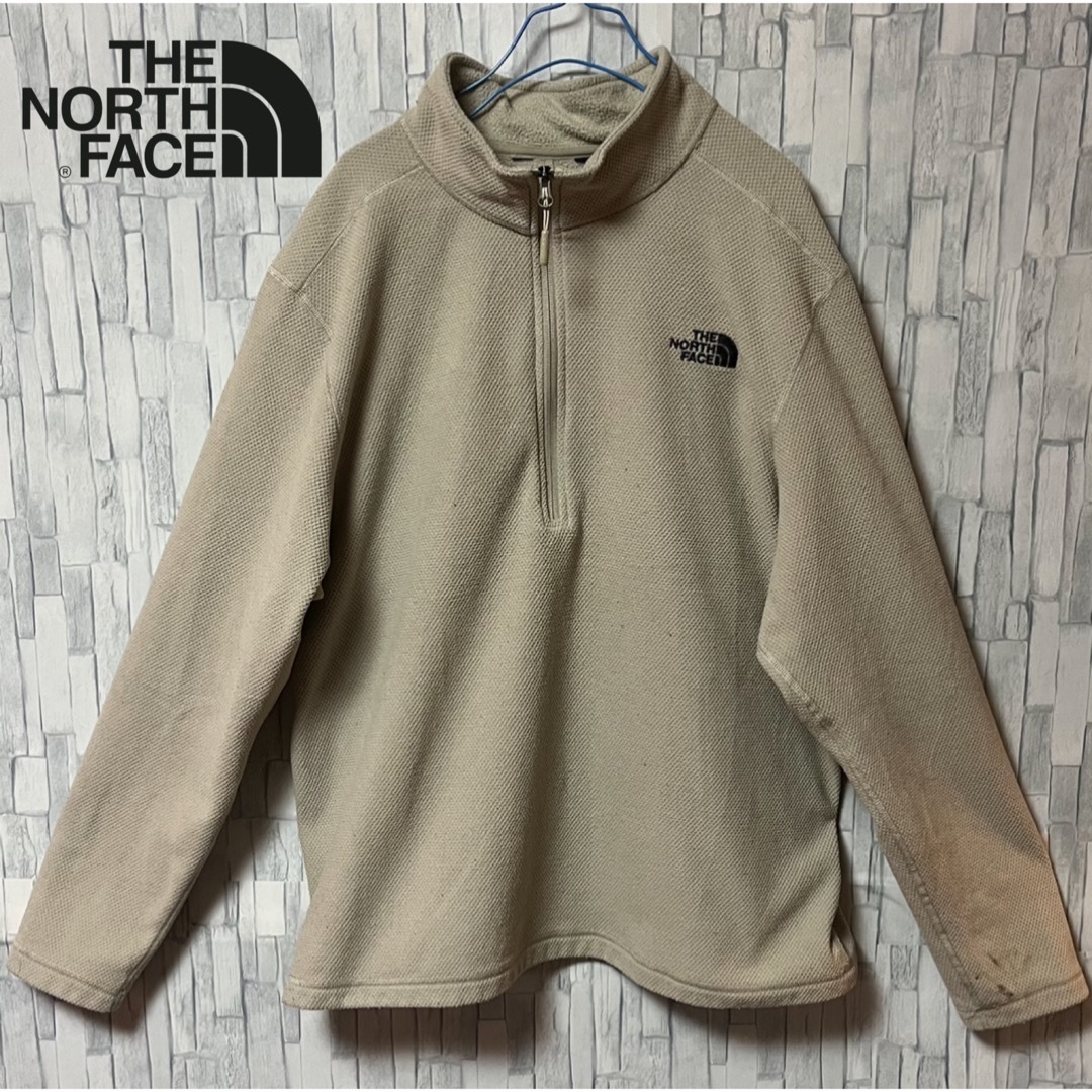 THE NORTH FACE(ザノースフェイス)のノースフェイス フリース ハーフジップ ベージュ×ブラック  刺繍ロゴ  メンズのジャケット/アウター(ブルゾン)の商品写真