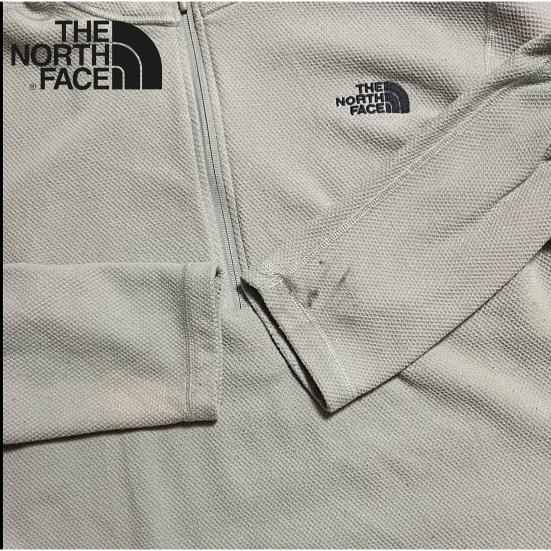 THE NORTH FACE(ザノースフェイス)のノースフェイス フリース ハーフジップ ベージュ×ブラック  刺繍ロゴ  メンズのジャケット/アウター(ブルゾン)の商品写真