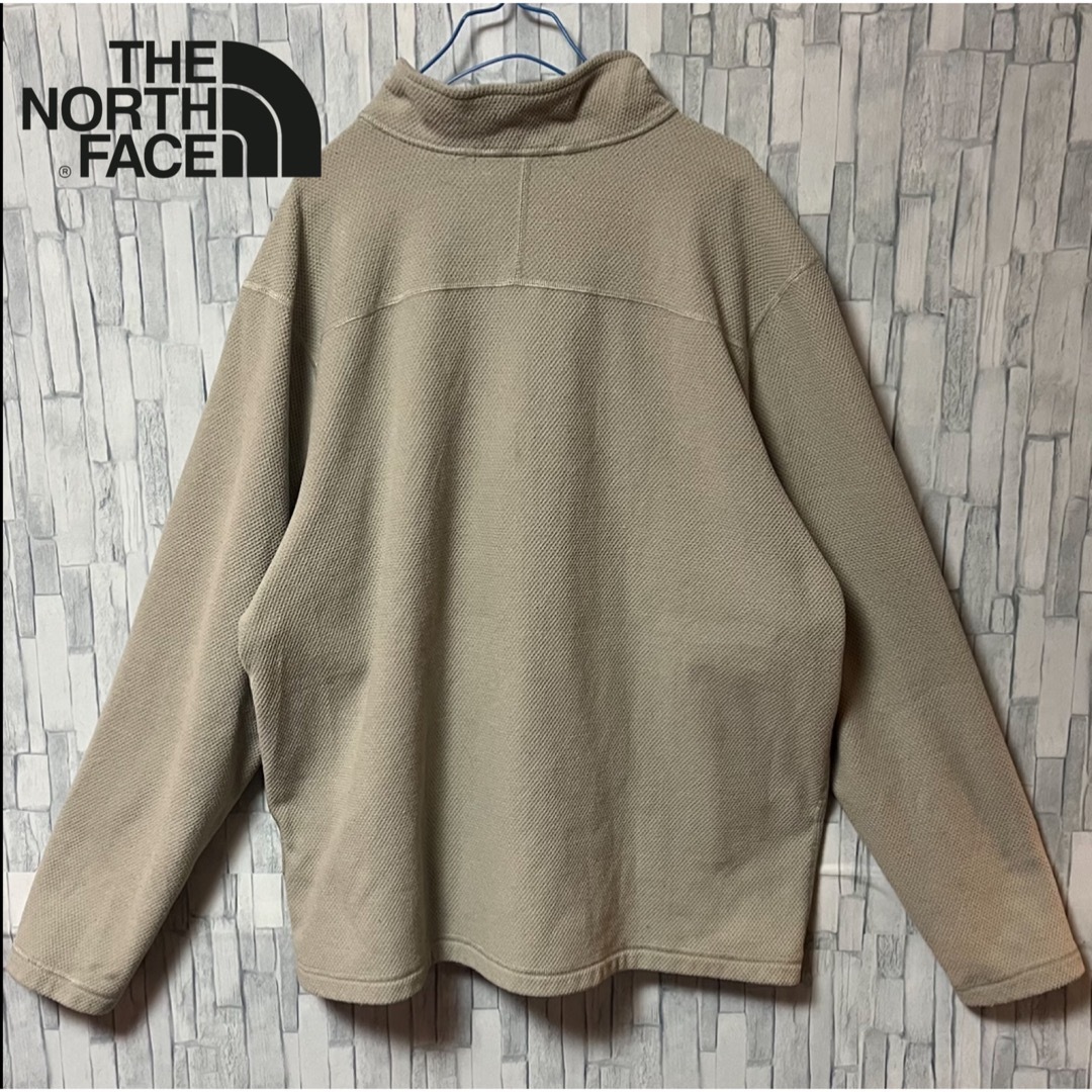 THE NORTH FACE(ザノースフェイス)のノースフェイス フリース ハーフジップ ベージュ×ブラック  刺繍ロゴ  メンズのジャケット/アウター(ブルゾン)の商品写真