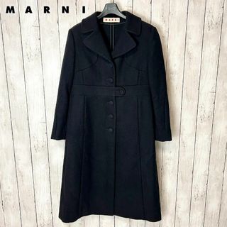 マルニ(Marni)の【良品】マルニ　ウール ロングコート チェスターコート　ブラック(ロングコート)