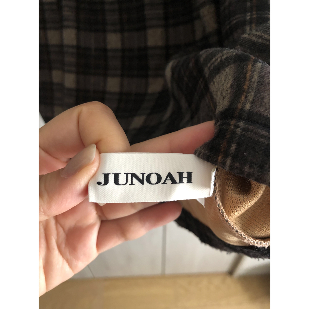 JUNOAH(ジュノア)の週末限定値下げ！【美品】JUNOAH チェック　スカート　茶色　黒色 レディースのスカート(ロングスカート)の商品写真