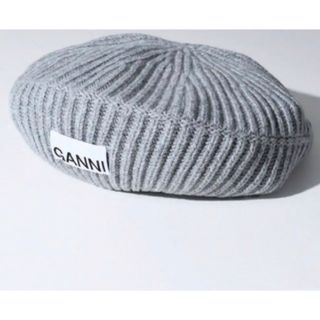 TOMORROWLAND - 新品未使用 GANNI ガニー rib knit ロゴパッチ ベレー帽　グレー