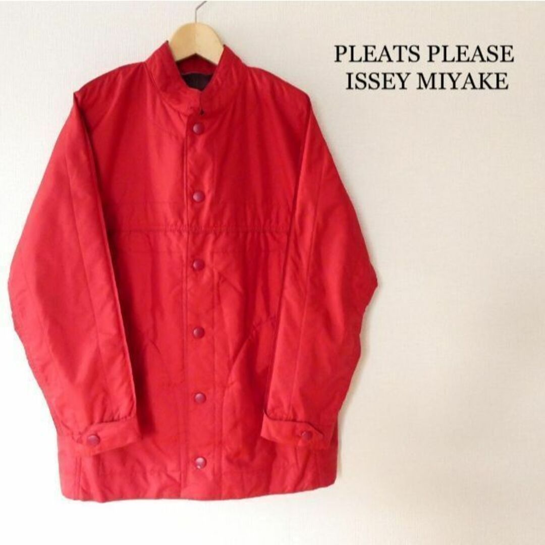 イッセイミヤケ 赤 フード付きジャケット サイズM #17 - アウター