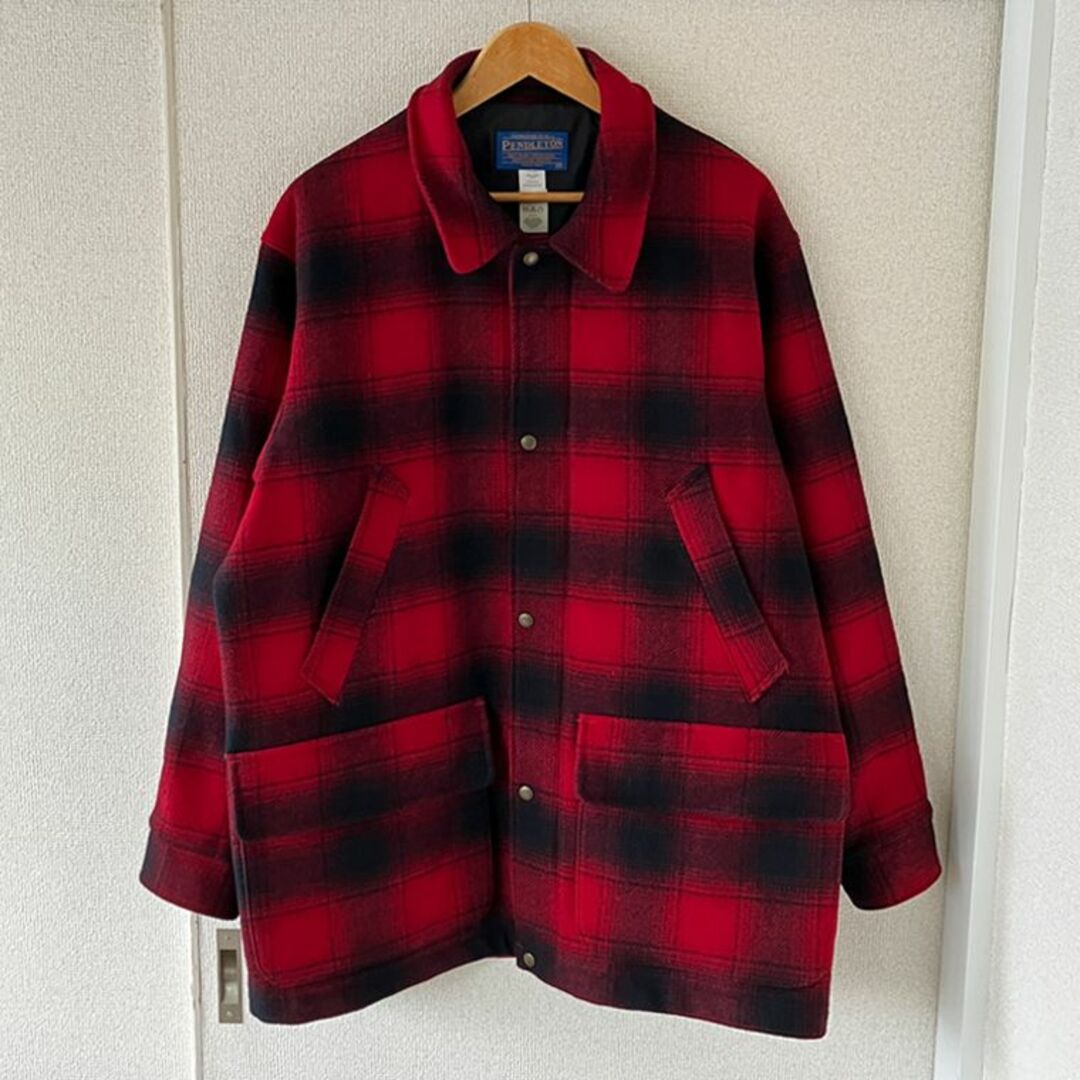 PENDLETON ペンドルトン 90s 米国製 チェック 赤黒 ウールコート