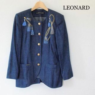 LEONARD - レオナール LEONARD ノーカラー ジャケット ブラック 黒 40 ...