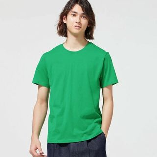 コットンカラーT(半袖) GU グリーン Tシャツ カットソー ユニセックス(Tシャツ/カットソー(半袖/袖なし))