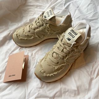 miumiu ミュウミュウ 厚底 スニーカー ヒール 靴 シューズ 脚長 デニム