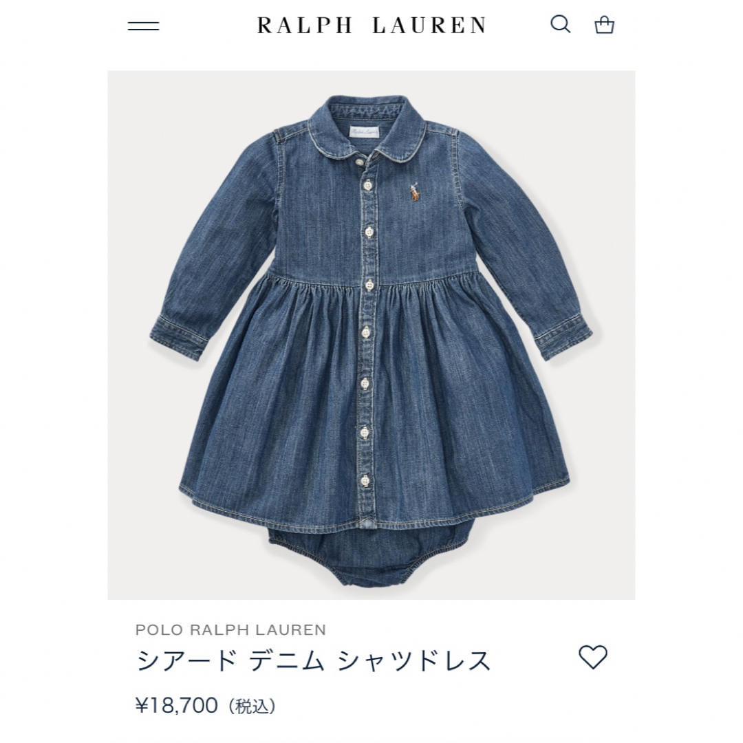 POLO RALPH LAUREN(ポロラルフローレン)のPolo Ralph Lauren デニム ワンピース 18M シャツドレス キッズ/ベビー/マタニティのベビー服(~85cm)(ワンピース)の商品写真