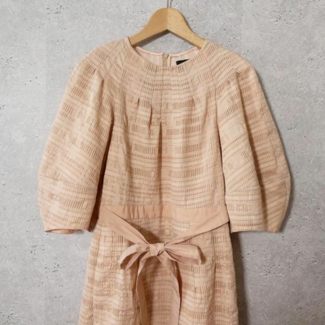 美品 DRAWER ロング丈 チェックジャカードタックワンピース 36