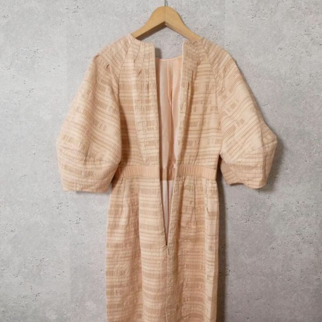 美品 DRAWER ロング丈 チェックジャカードタックワンピース 36 5