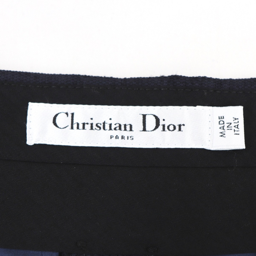 Christian Dior(クリスチャンディオール)の美品 クリスチャンディオール センタープリーツ ネップクロップドパンツ レディース 紺 ネイビー 40 コットン×レーヨン スラックス Christian Dior レディースのパンツ(カジュアルパンツ)の商品写真