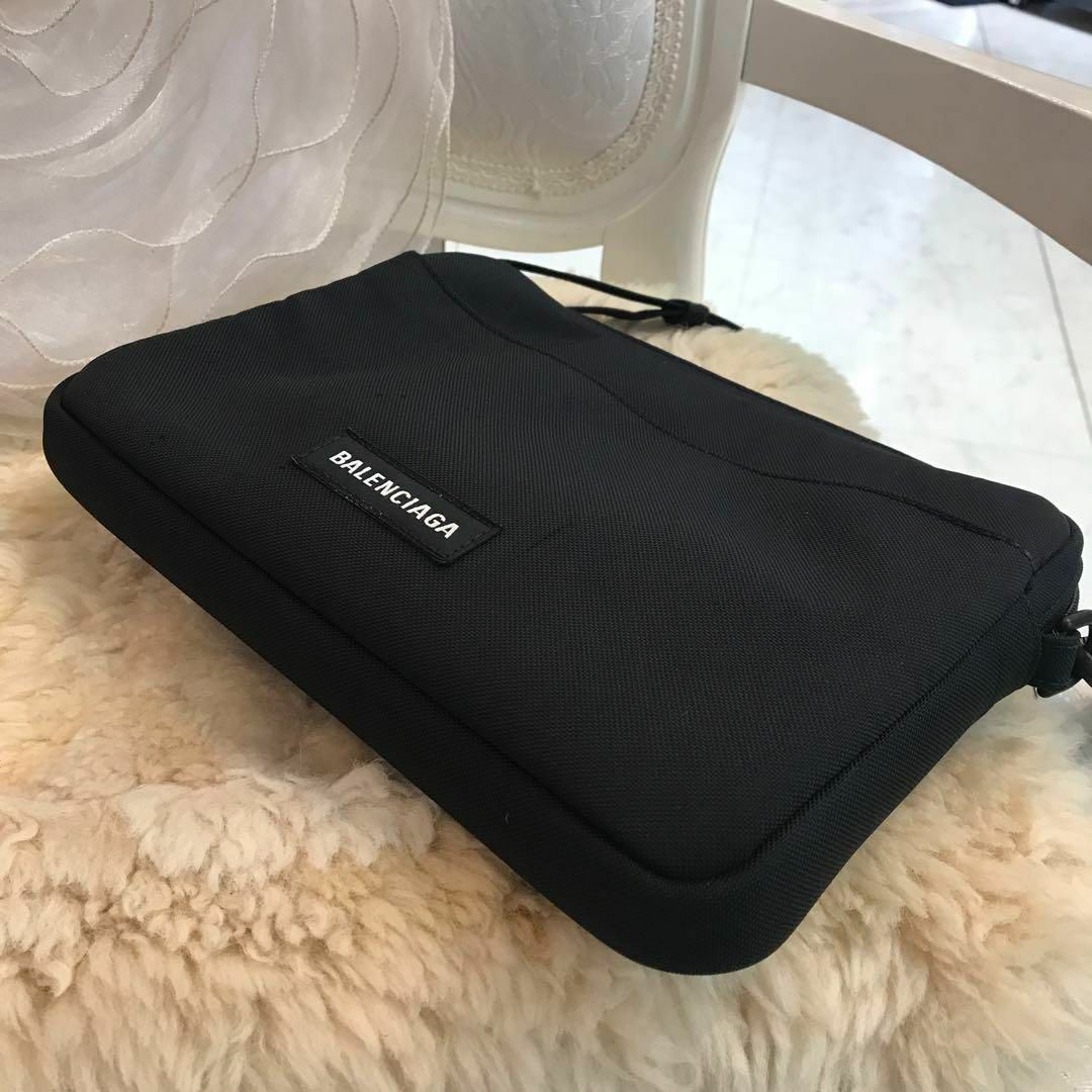 ☆美品☆BALENCIAGA ロゴ ショルダーバッグ ナイロンキャンバス 黒