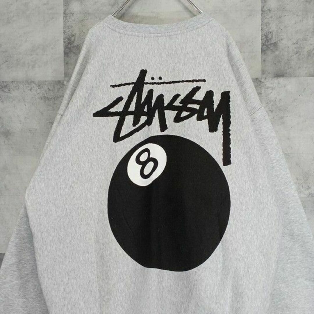 ステューシー⭐Mサイズ⭐スウェットトレーナー⭐8BALL STUSSY⭐グレー