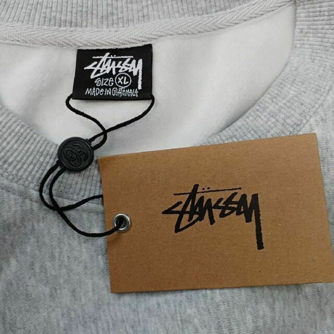 STUSSY　ベーシックロゴスウェット　L　ブラウン　両面プリント　グアテマラ製