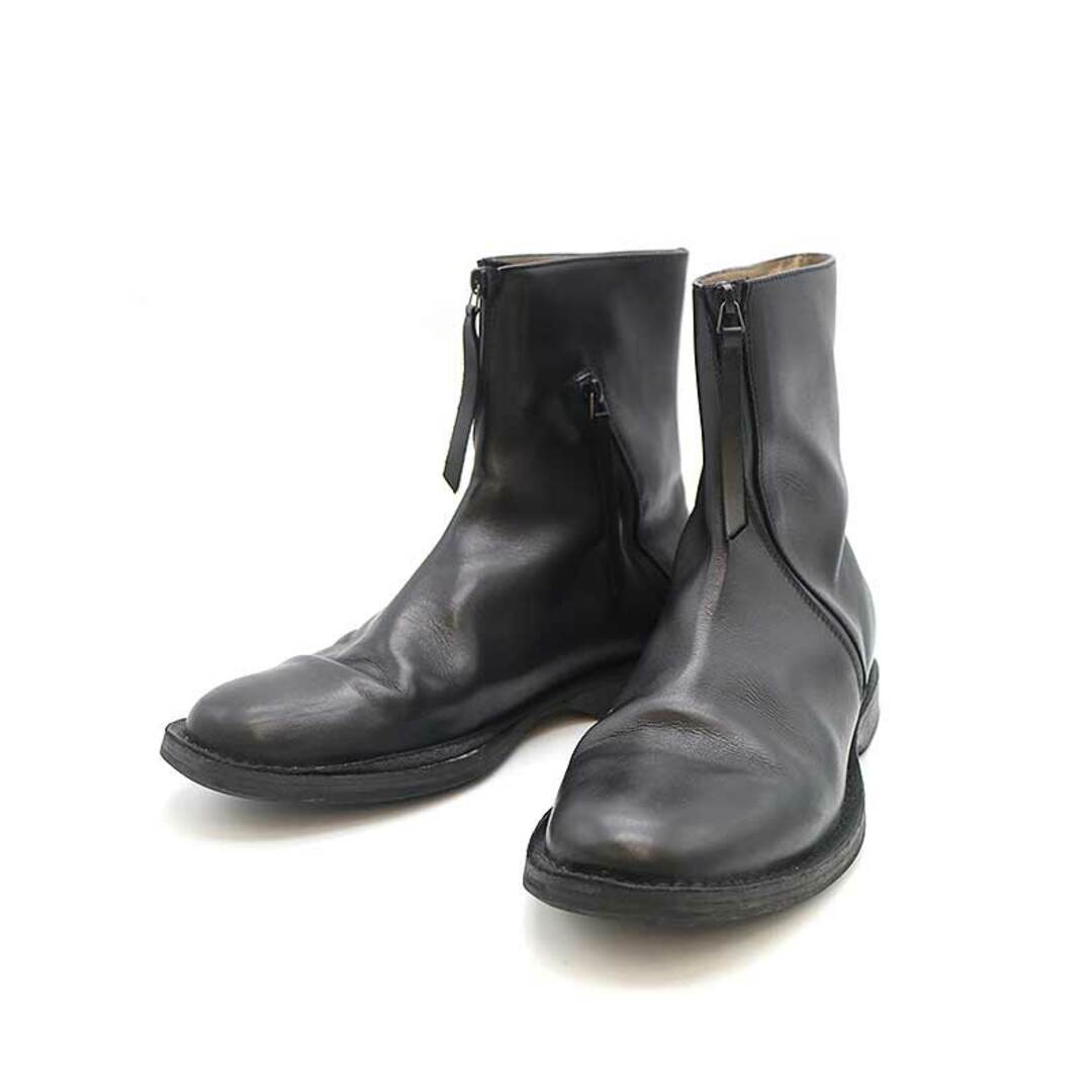 Yohji Yamamoto POUR HOMME×CHEREVICHKIOTVICHKI ヨウジヤマモトプールオム×シェレヴィッキオヴィッキ 23AW CURVED ZIP BOOTS カーブドジップレザーブーツ ブラック 43新古品使用感の無い新品同様品Ａ