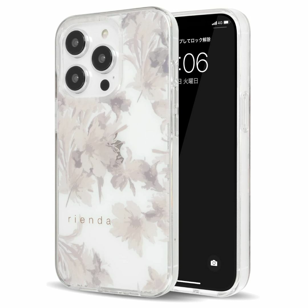 【色:くすみホワイト】【 rienda 正規品 】 iPhone14 Pro 花