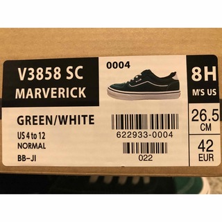 VANS - VANS マーベリック V3858 SC グリーン/ホワイト 未使用の通販