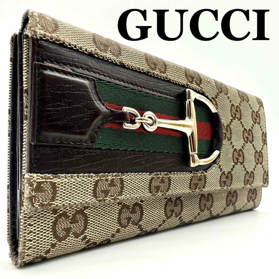 Gucci - 【美品】グッチ 長財布 シェリーライン ホースビット GG