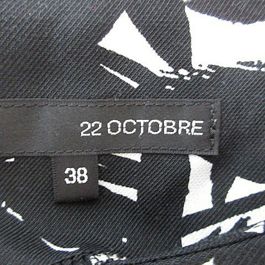 22 OCTOBRE(ヴァンドゥーオクトーブル)の22オクトーブル ブラウス カットソー 半袖 総柄 38 黒 ブラック トップス レディースのトップス(シャツ/ブラウス(半袖/袖なし))の商品写真