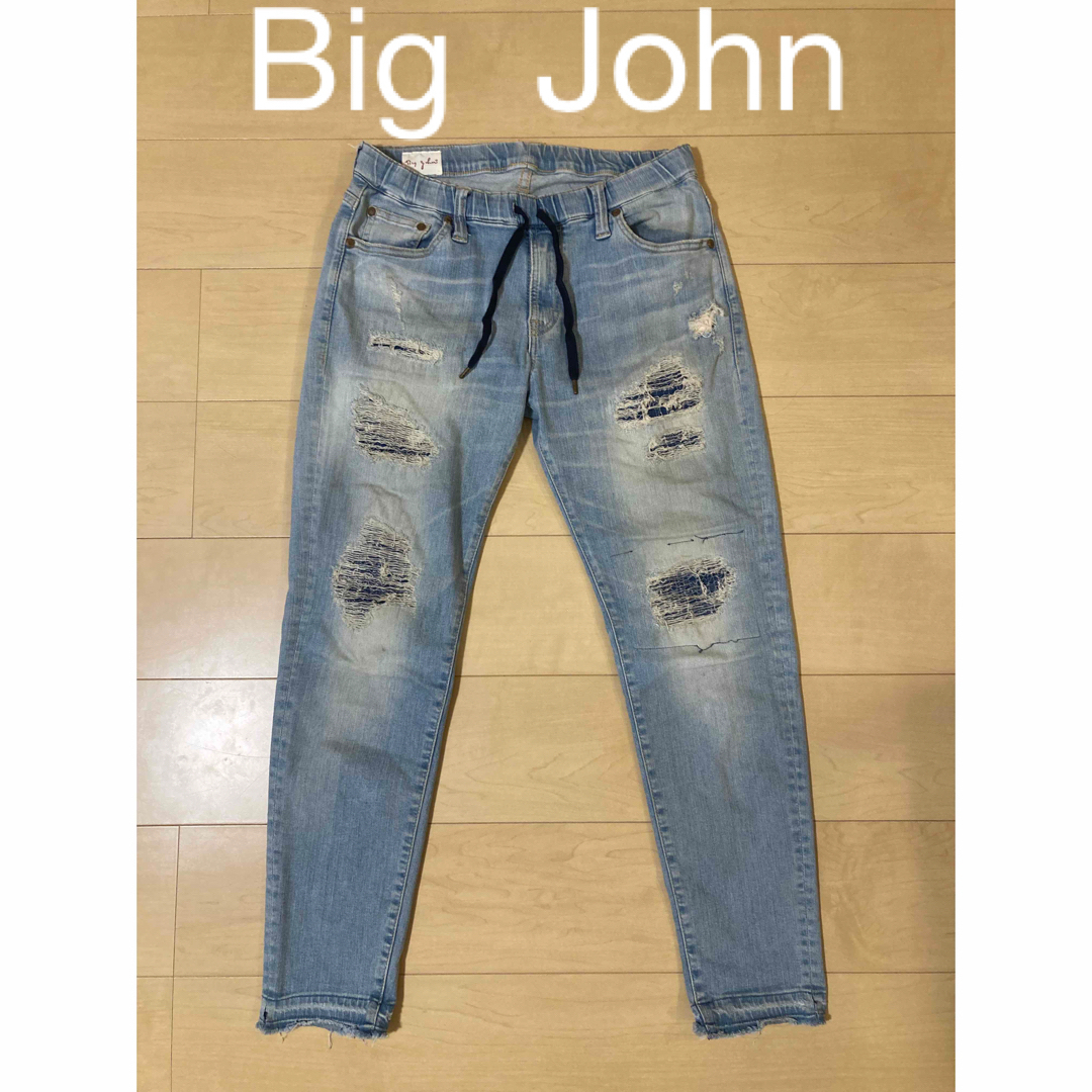 BIG JOHN MMM336H テーパード ジョガーパンツ ダメージ加工 28