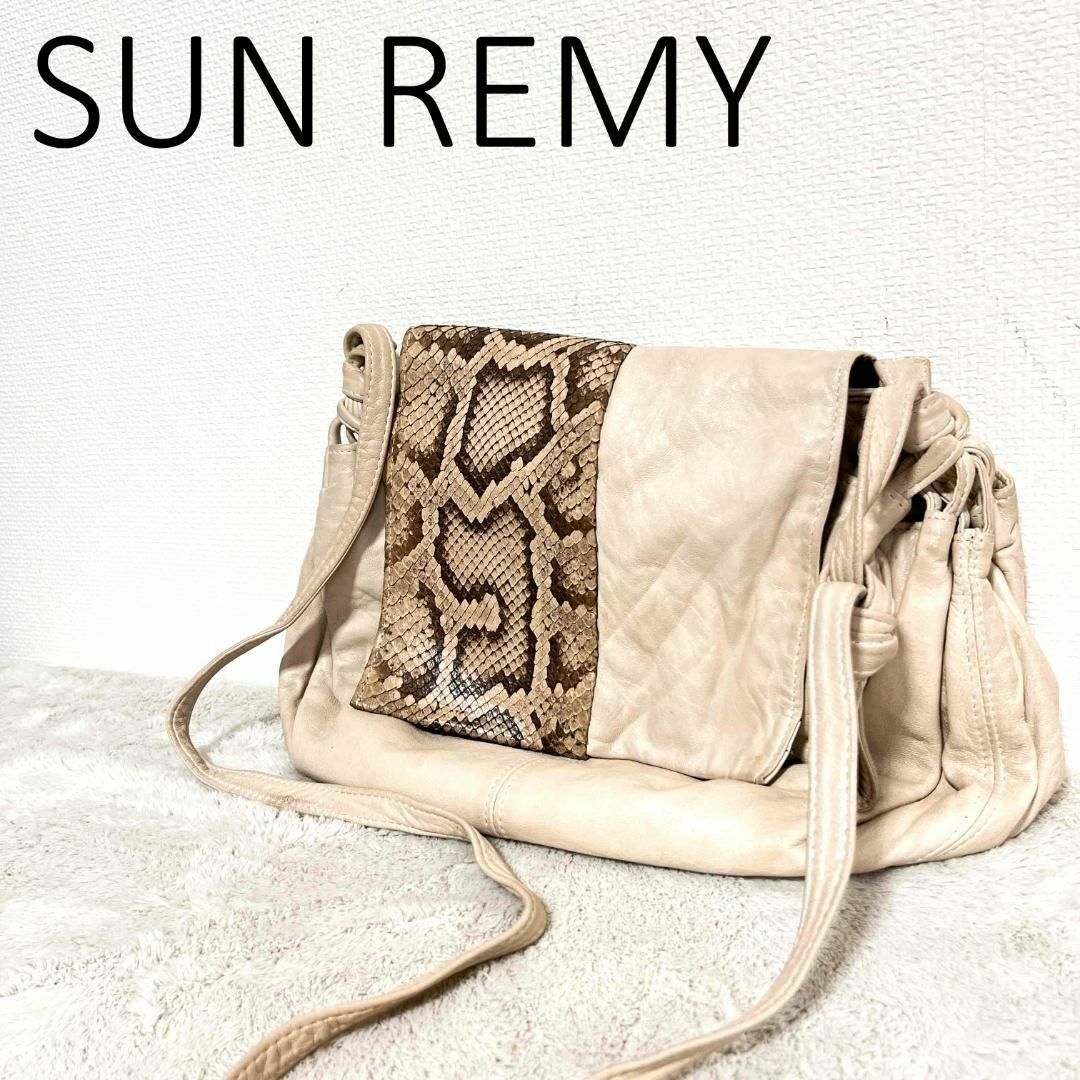 レア✨SUN REMY サンレミーショルダーバッグハンドバッグホワイト白パイソン