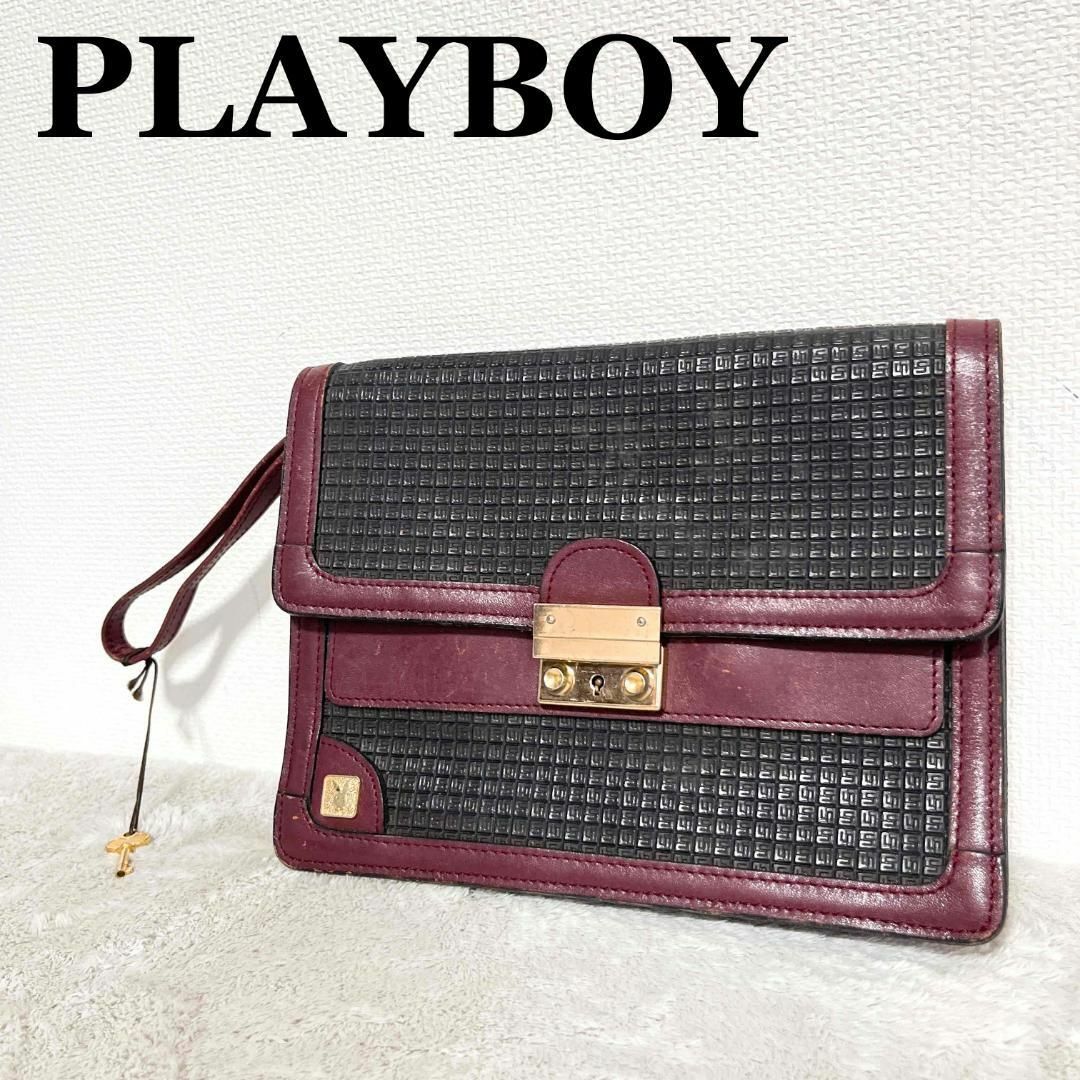 レア✨PLAYBOY プレイボーイハンドバッグクラッチバッグブラック黒-