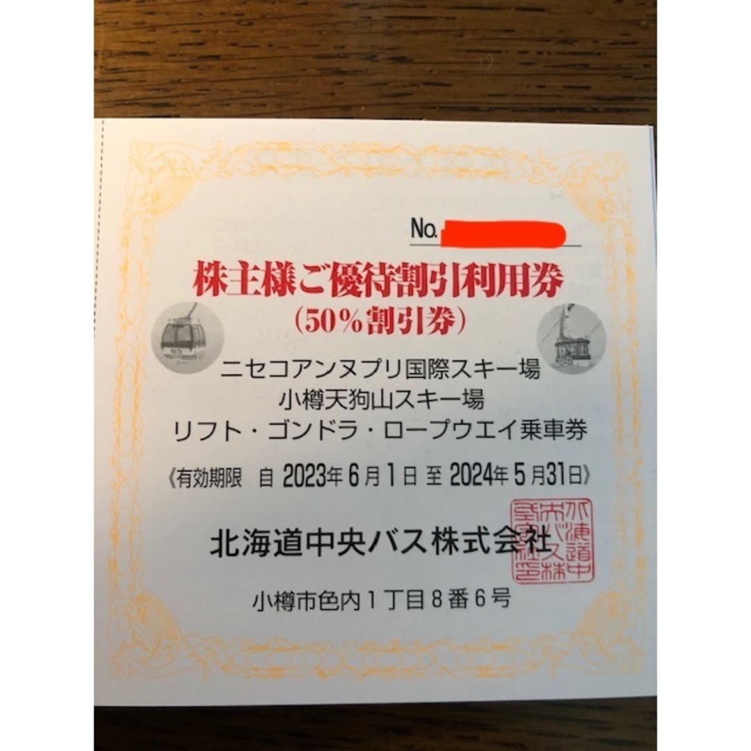 ニセコアンヌプリ、小樽天狗山スキー場リフト/ゴンドラ50%割引券8枚